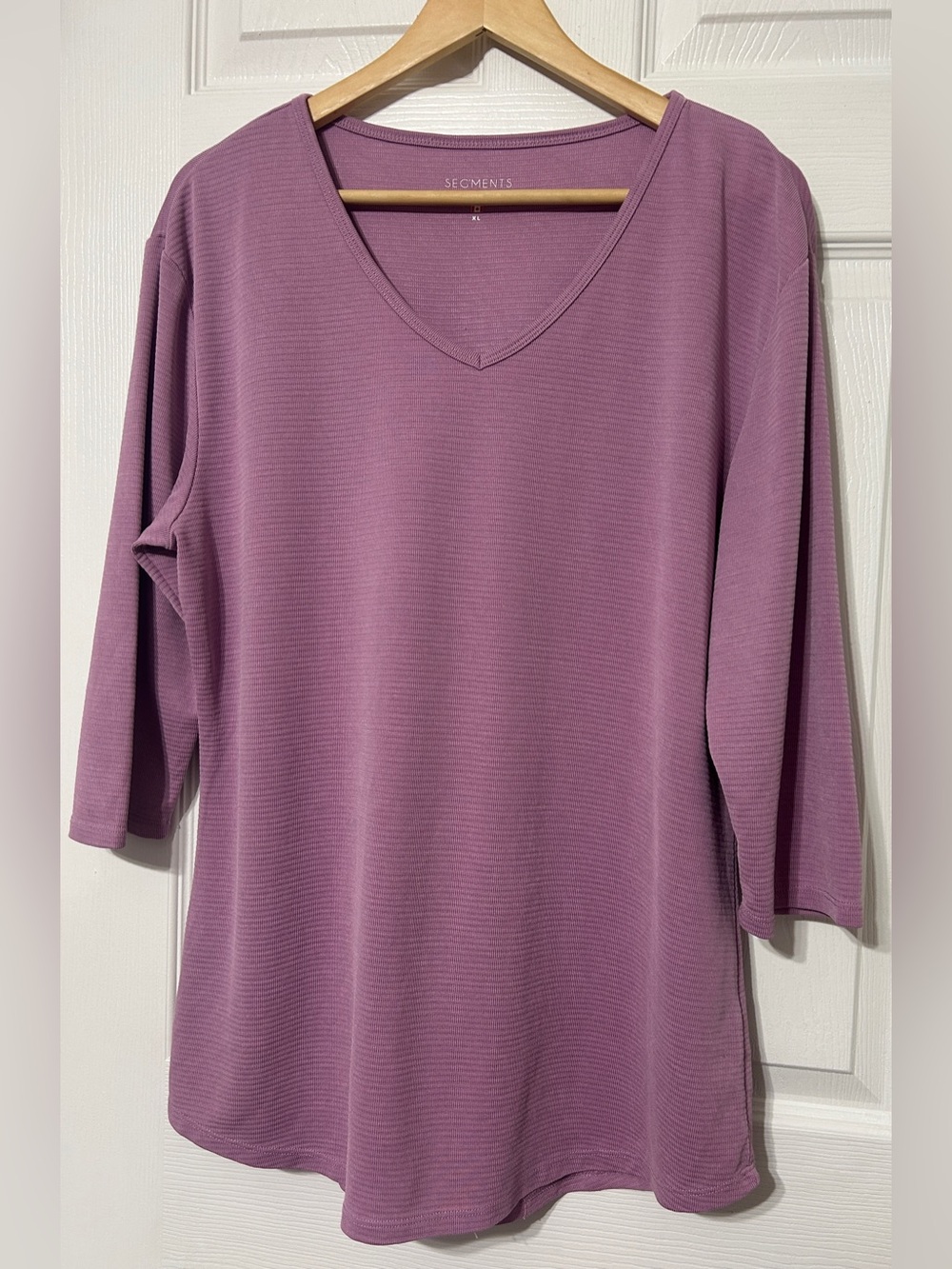 Segments Essential V-Neck Pullover Top Purple 3/4 Sleeves Tencel Modal Womens XL